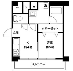パール高円寺 1Kの間取図画像