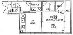 マノアール蘭 1DKの間取図画像