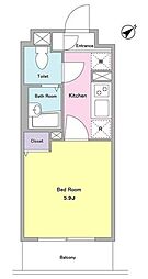 NTPRレジデンス大井町 4階1Kの間取り