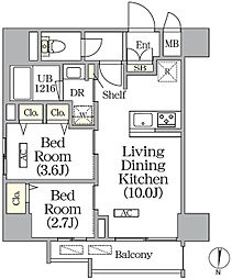 ボアビスタ上野御徒町 2LDKの間取図画像
