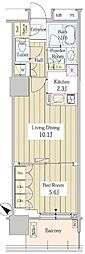 ユニゾンタワー東中野 1LDKの間取図画像