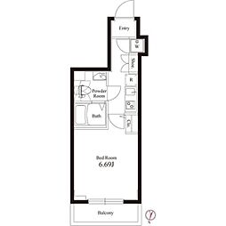 アペルト西新宿 6階1Kの間取り