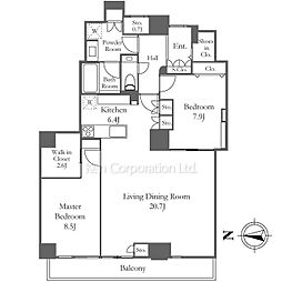 恵比寿ガーデンテラス弐番館 2LDKの間取図画像