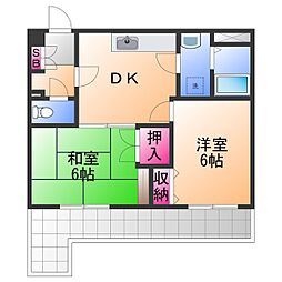 ロジュマン泉佐野 2DKの間取図画像