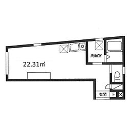 東京メトロ日比谷線 北千住駅 徒歩5分の賃貸マンション 1階ワンルームの間取り