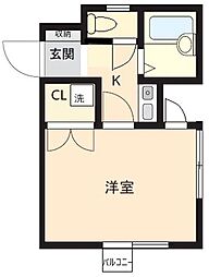 ロイヤルハイツ中川 ワンルームの間取図画像