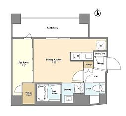 グランカーサ上野松が谷 10階1DKの間取り
