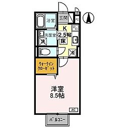 エルクレールEST1 1Kの間取図画像