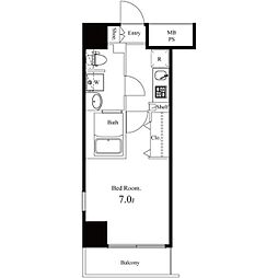 エクアス錦糸町 3階1Kの間取り