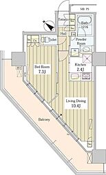 ユニゾンタワー 15階1LDKの間取り