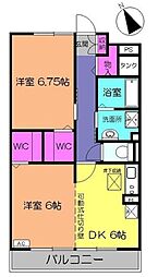 Kコート・セレーナ 2DKの間取図画像