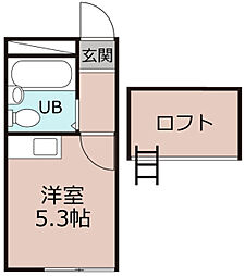 横浜市営地下鉄ブルーライン 三ツ沢下町駅 徒歩13分の賃貸アパート 2階ワンルームの間取り