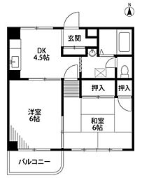 LesSta平和台 2DKの間取図画像
