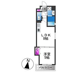 セレニティ小若江A棟 1LDKの間取図画像
