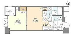 シティハウス東京新橋 6階1LDKの間取り