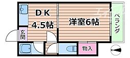 ラパンジール東三国 1DKの間取図画像