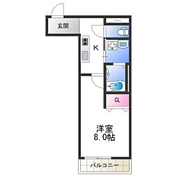 フジパレス平野上町2番館 1Kの間取図画像