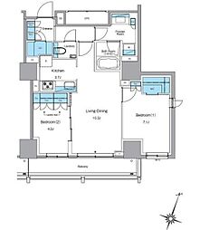 ルフォンプログレ渋谷ヒルトップ 2LDKの間取図画像
