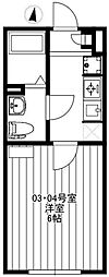 ルミノソ柴又 1階1Kの間取り