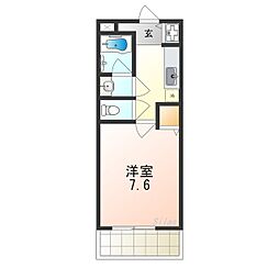 メリー・ヤード泉 2階1Kの間取り