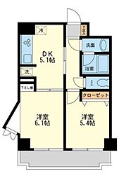 デイム橋本 7階2DKの間取り