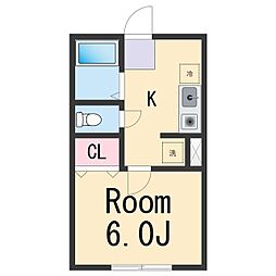 エクストリーム新在家 1Kの間取図画像