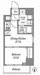 エスグランデ錦糸町ザ・クラス 1DKの間取図画像