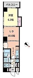 スクエアードコート日本橋人形町 1LDKの間取図画像