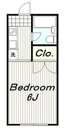 ハイツ土方B 1Kの間取図画像