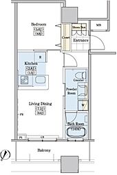 レジディアタワー上池袋タワーサイド 1LDKの間取図画像