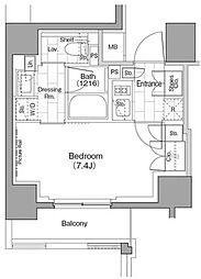 ザ・パークハビオ浅草駒形 5階1Kの間取り