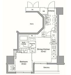 ザ・パークハビオ目黒桜邸 1DKの間取図画像