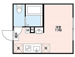 heim-HAPPYLAND 2階ワンルームの間取り