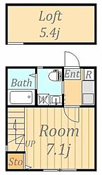 ラ・ルーチェ 2階1Kの間取り