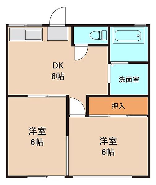 サンハイツ 202｜茨城県取手市野々井(賃貸マンション2DK・2階・38.00㎡)の写真 その2