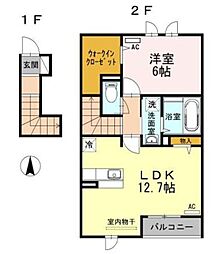 グラーヴェル 1LDKの間取図画像