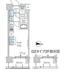 パークアクシス東高円寺 6階ワンルームの間取り