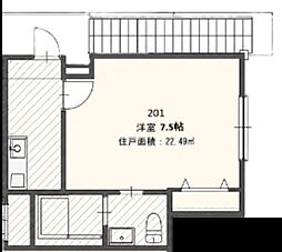 ムサシ相模大野 1Kの間取図画像