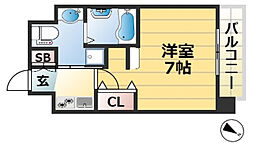 エステムコート三宮駅前3マジェスティ 1Kの間取図画像