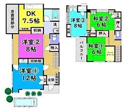 馬場6丁目貸家 1階5DKの間取り