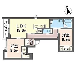 フローラ 2LDKの間取図画像