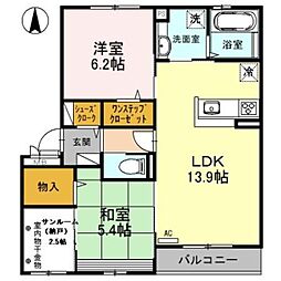 RAVINE千里中央 2SLDKの間取図画像