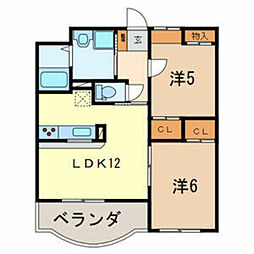 ミルフィーユふじみ野弐番館 2LDKの間取図画像