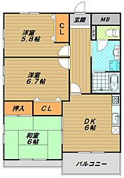 メゾン神港 3DKの間取図画像