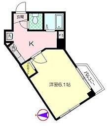 ノクティ・エイチ2 1Kの間取図画像