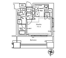 パークアクシス御茶ノ水ステージ 1Kの間取図画像
