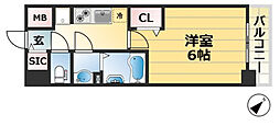 プレサンス神戸ラディアラ 4階1Kの間取り