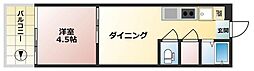 カーサ宇喜田2号棟 1DKの間取図画像