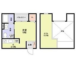ドメーヌ堺 ワンルームの間取図画像