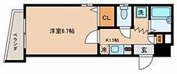 エクレルドミール 1Kの間取図画像